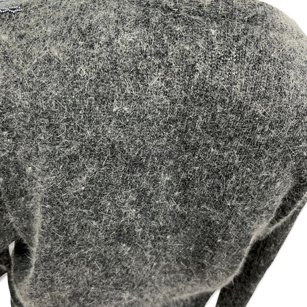 Raoul VINTAGE Gray Silk Angora Sweater Womens Sz M Beaded Sequins Long Sleeve - Picture 5 of 10